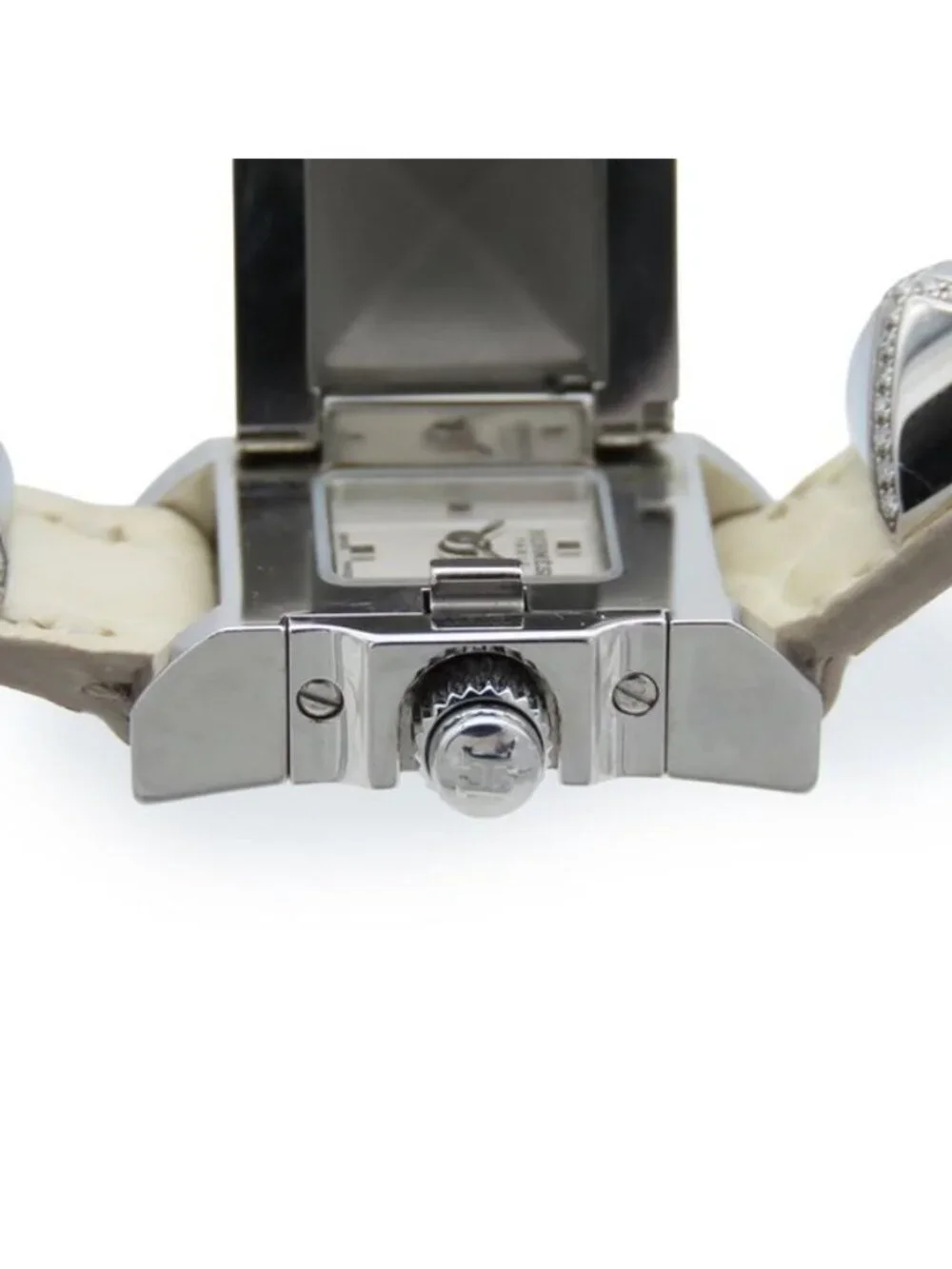Hermes Mini Medor White SS Diamond Leather Watch